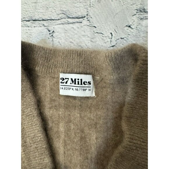 27 Miles Antropology 100% Cashmere Long Sleeve Brown Crop Sweater Size S - Picture 5 of 10